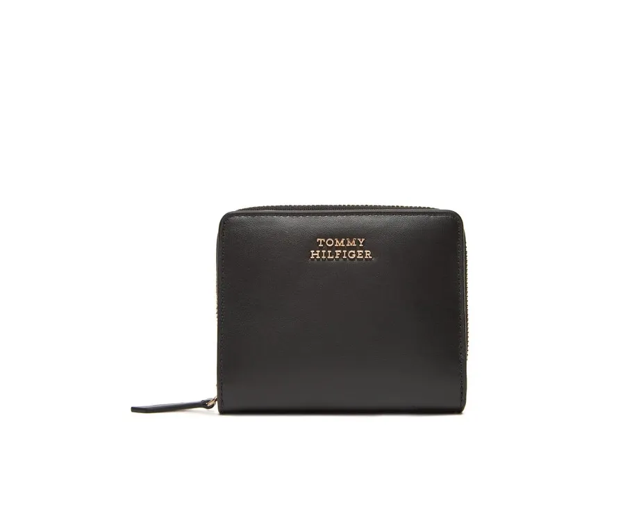 obrazek 1 Tommy Hilfiger Mały Portfel Damski Th Leather Slg Med Za Flap AW0AW17499 Czarny