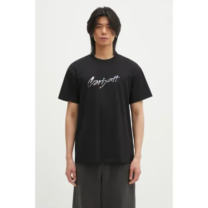 Zdjęcie Carhartt WIP t-shirt bawełniany Drip Script męski kolor czarny z nadrukiem I034405.89XX
