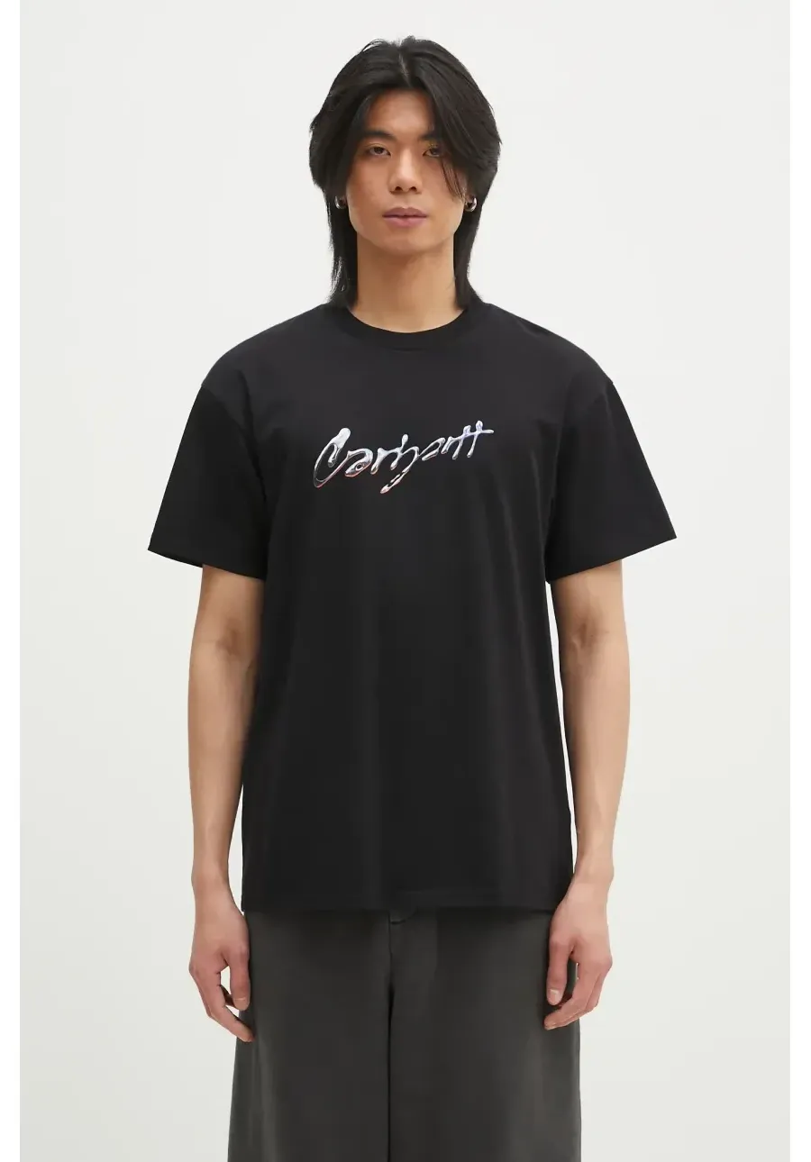 obrazek 1 Carhartt WIP t-shirt bawełniany Drip Script męski kolor czarny z nadrukiem I034405.89XX