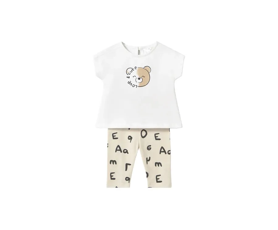 obrazek 1 Mayoral Komplet t-shirt i legginsy 1762 Beżowy Regular Fit