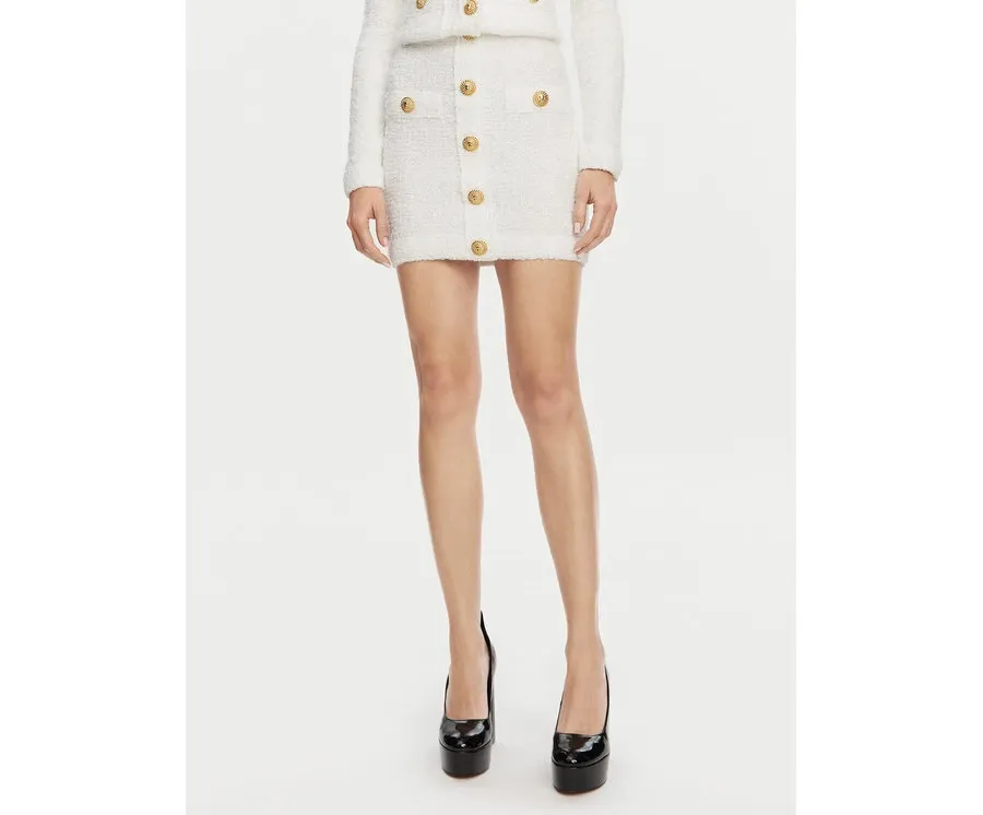 obrazek 1 Balmain Spódnica mini DF1LB292KH10 Biały Slim Fit