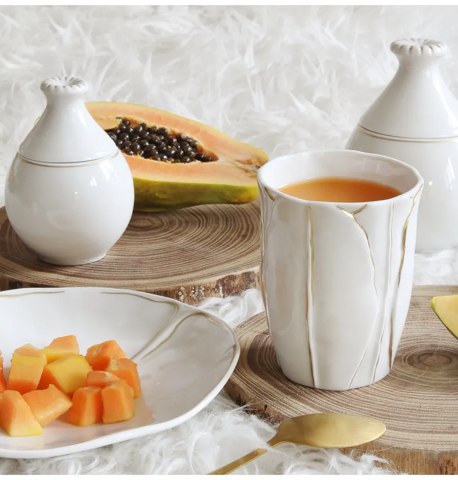 obrazek 2 Stylowy pojemnik z porcelany o kształcie pąka lotosu - Leander