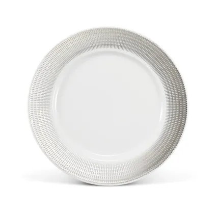 Zdjęcie Nowoczesny talerz deserowy z porcelany ze srebrnym zdobieniem z kolekcji Angel wings – Leander