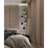 Zdjęcie Fantastyczny żyrandol do sypialni lub salonu - wykończenie Marmur Portoro Gold