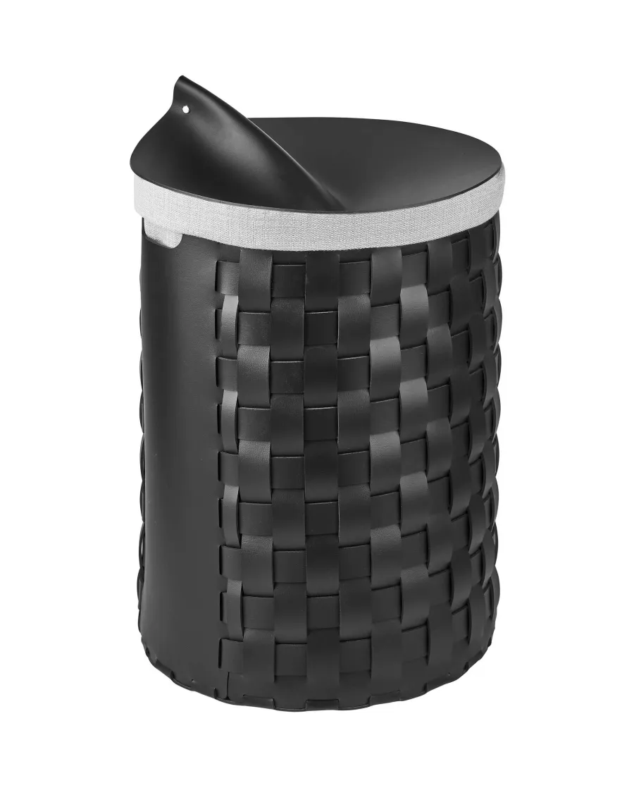 obrazek 2 Skórzana czarna pokrywka Ø38 cm do okrągłego kosza