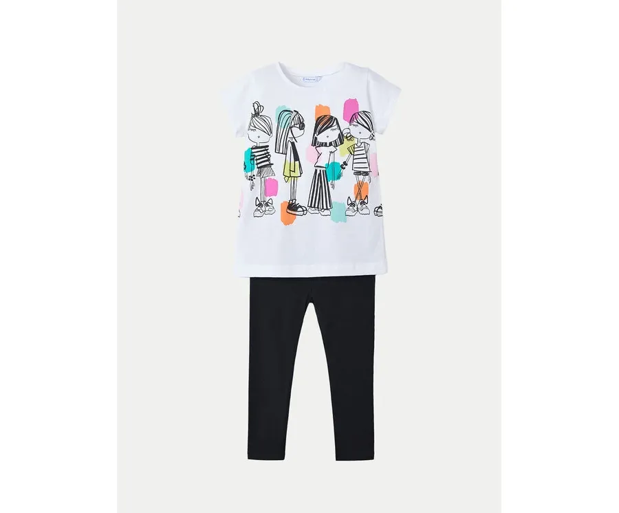obrazek 1 Mayoral Komplet t-shirt i legginsy 3713 Czarny Regular Fit