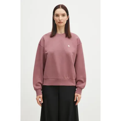 Zdjęcie Carhartt WIP bluza bawełniana Casey Sweatshirt damska kolor różowy gładka I032643