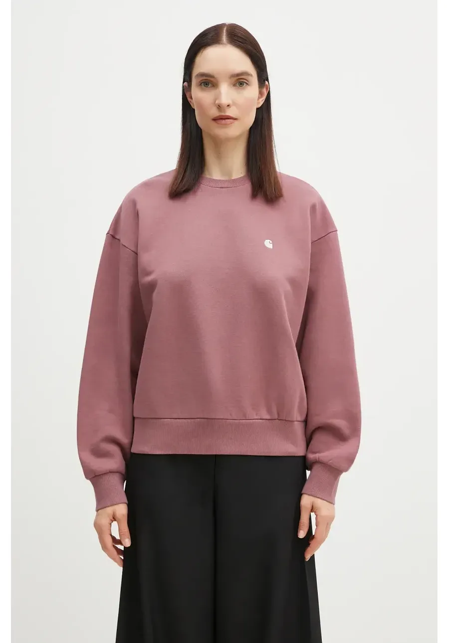 obrazek 1 Carhartt WIP bluza bawełniana Casey Sweatshirt damska kolor różowy gładka I032643