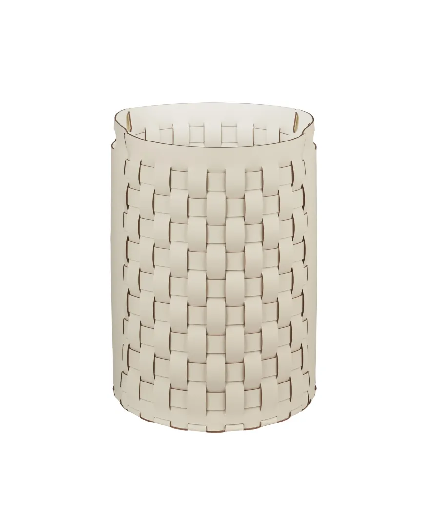 obrazek 1 Stylowy kosz Bottega Ø40xH57 cm w wyjątkowym waniliowym kolorze