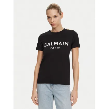 Zdjęcie Balmain T-Shirt BF1EF005BB02 Czarny Regular Fit