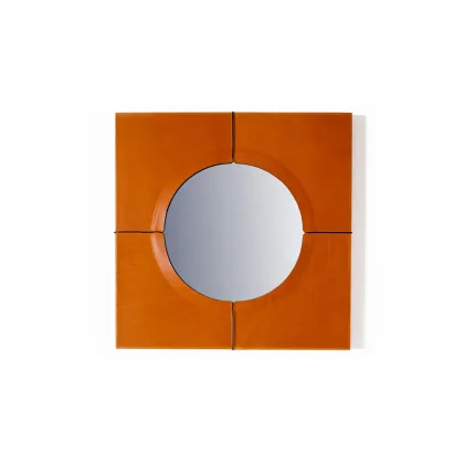 Zdjęcie Stylowe włoskie lustro z ramą wykonaną z naturalnej skóry