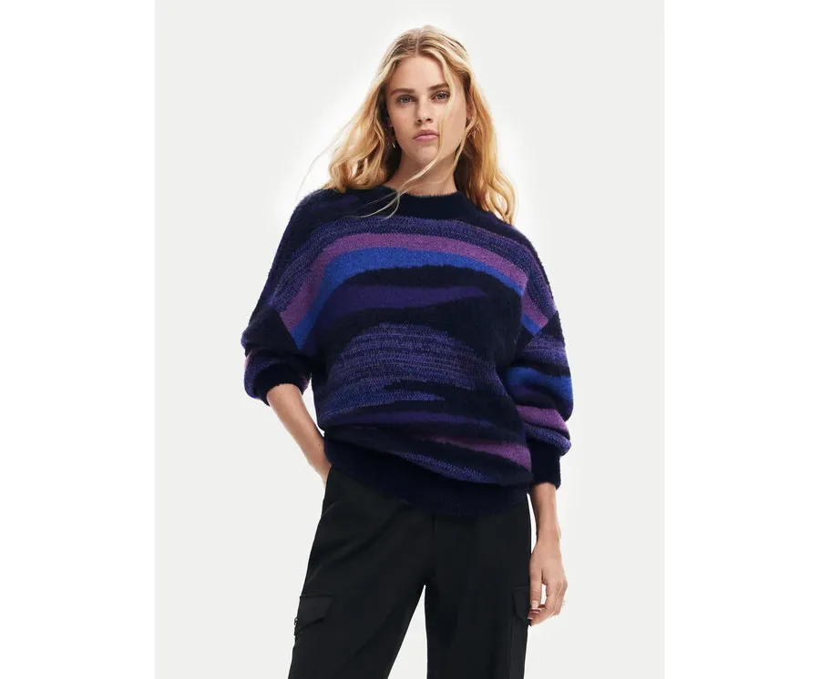 obrazek 1 Desigual Sweter Bristol 24WWJF71 Granatowy Regular Fit