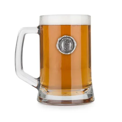 Zdjęcie Luksusowy prezent – kufel z cynowym monogramem – ozdobną literą „P”