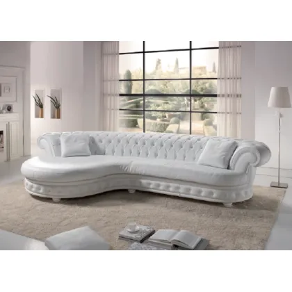 Zdjęcie Luksusowa, skórzana, siedmio-osobowa sofa do salonu chesterfield