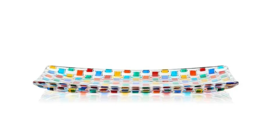 obrazek 1 Włoska prostokątna taca Bossanova 28x14 cm ze szkła murano