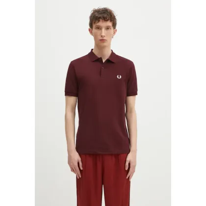 Zdjęcie Fred Perry polo bawełniane kolor bordowy z aplikacją M6000.597