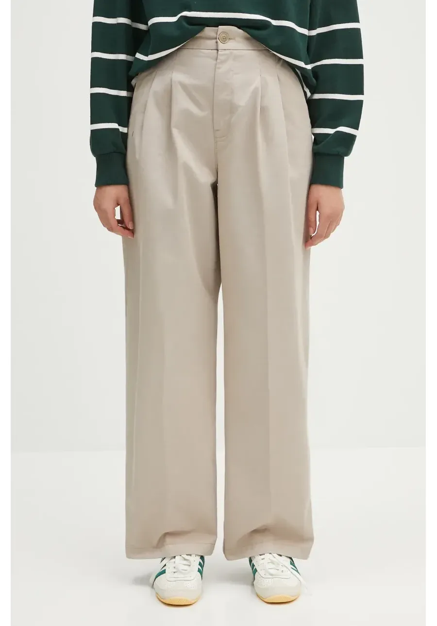 obrazek 1 Carhartt WIP spodnie bawełniane Leola Pant damskie kolor beżowy szerokie high waist I033147