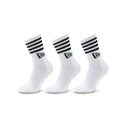 Zdjęcie New Era Zestaw 3 par wysokich skarpet unisex Stripe Crew 13113626 Biały
