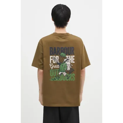 Zdjęcie Barbour t-shirt bawełniany Leonard OS Graphic męski kolor zielony z nadrukiem MTS1353