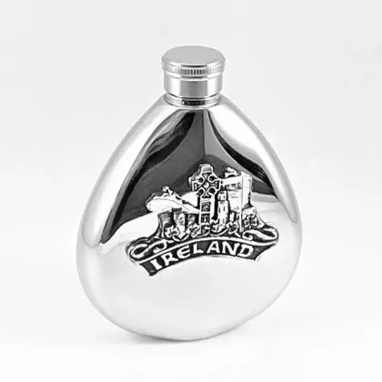 Picture Luxurious whiskey flask decorated with an Irish tin emblem