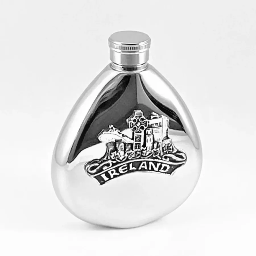 obrazek 1 Luksusowa piersiówka do whisky zdobiona irlandzkim cynowym emblematem