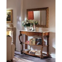 Picture Stylish antique walnut console with yellow Atlantean marble