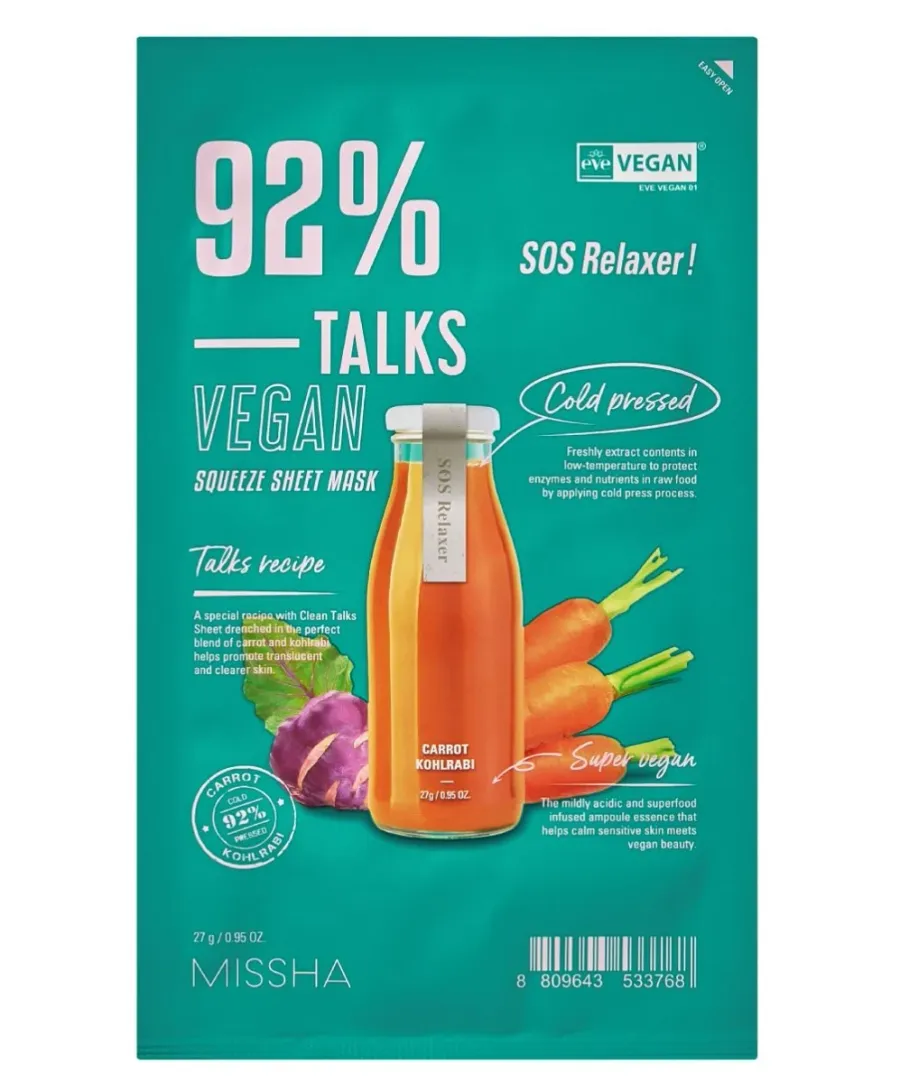 obrazek 1 Missha Talks Vegan Squeeze Maska w płachcie SOS Relaxer  27 g