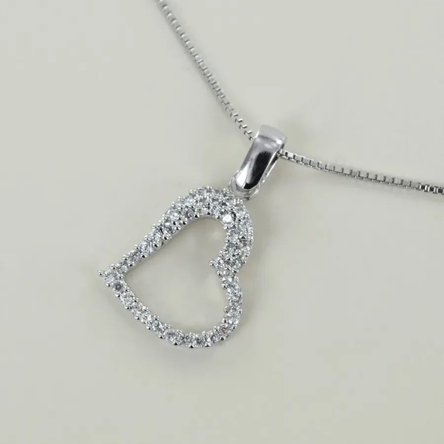 obrazek 2 Elegancki naszyjnik z sercem z cyrkoniami w złocie i srebrze