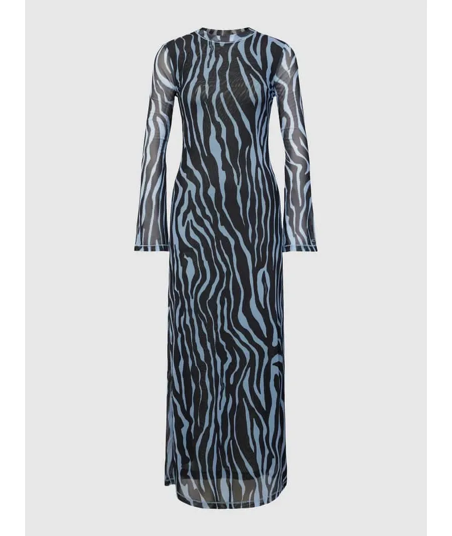 obrazek 1 Długa sukienka ze zwierzęcym nadrukiem model ‘ZEBRA’