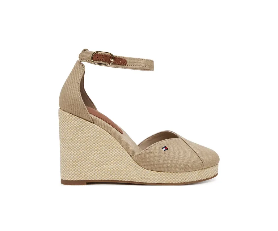 obrazek 1 Tommy Hilfiger Półbuty Flag High Wedge Espad Closed Toe FW0FW08494 Beżowy