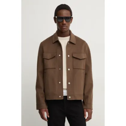 Zdjęcie Nanushka kurtka koszulowa wełniana RHYS kolor brązowy przejściowa oversize NM24FWJK02578