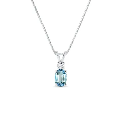 Zdjęcie Naszyjnik z topazem i diamentem w białym złocie KLENOTA