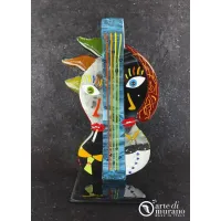 Picture Modigliani abstract pop art in Murano glass