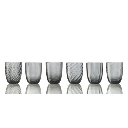 Zdjęcie Szary komplet 6 szklanek do wody ze szkła Murano