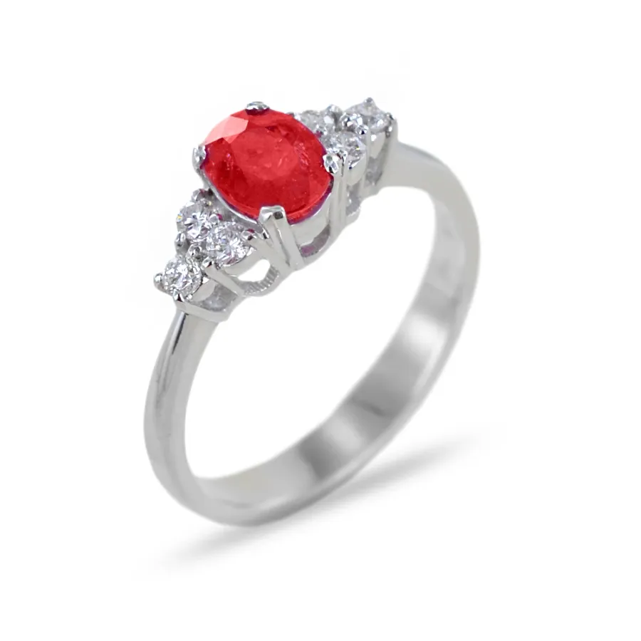 obrazek 1 Stylowy włoski pierścionek z rubinem i brylantami o masie 0,80 ct na trzpieniu
