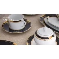 Zdjęcie Prestiżowy kawowy komplet dla 6 osób ze spodkami z porcelany - Porcel