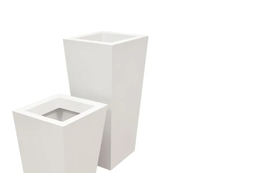 white lacquered vases
