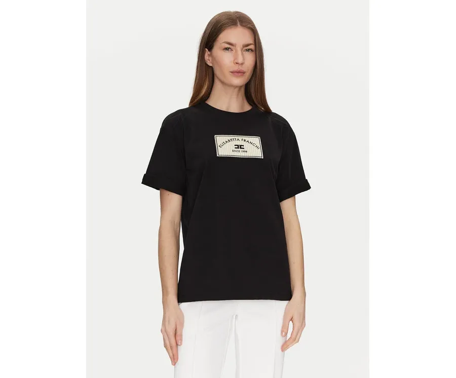 obrazek 1 Elisabetta Franchi T-Shirt MA-035-51E2-V170 Czarny Regular Fit