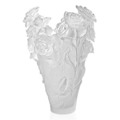 Zdjęcie Niepowtarzalny biały wazon w kształcie bukietu róż – marka Daum