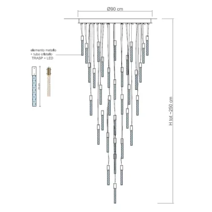 Zdjęcie Niepowtarzalny żyrandol składający się z 33 ręcznie rzeźbionych kryształowych elementów – Il Paralume Marina