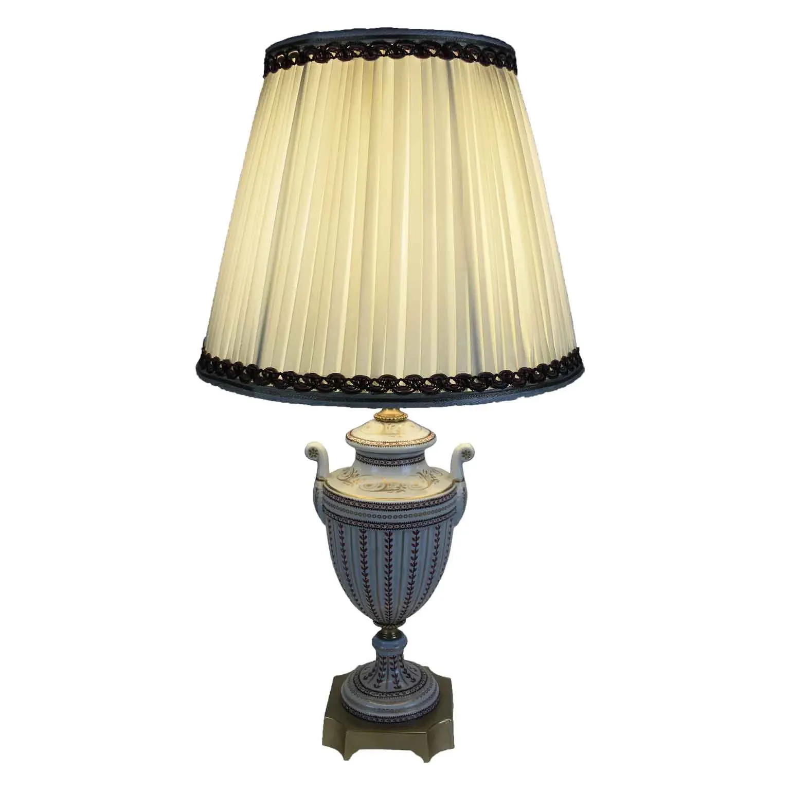 Picture Dekorowana Porcelanowa Lampa Stołowa florenckiej firmy około 1970 roku