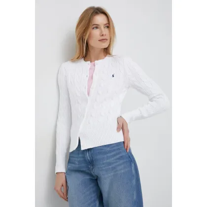 Zdjęcie Polo Ralph Lauren kardigan bawełniany kolor biały
