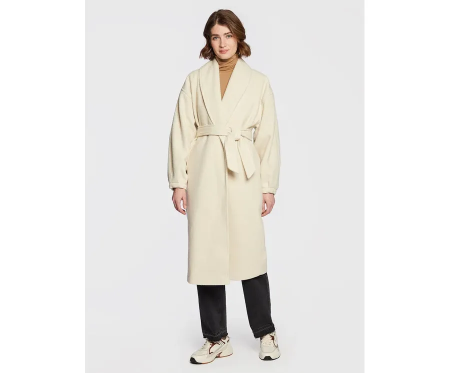 obrazek 1 American Vintage Płaszcz wełniany Karabay KARA17BH22 Écru Relaxed Fit