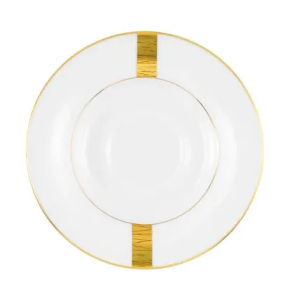 Zdjęcie Ekskluzywny biały spodek z porcelany ze złotym zdobieniem - Tettau