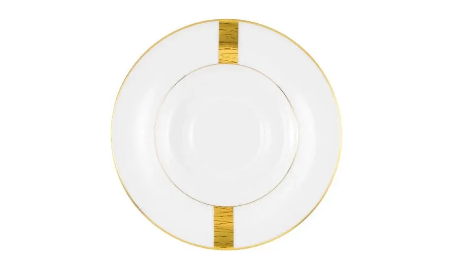 obrazek 1 Ekskluzywny biały spodek z porcelany ze złotym zdobieniem - Tettau