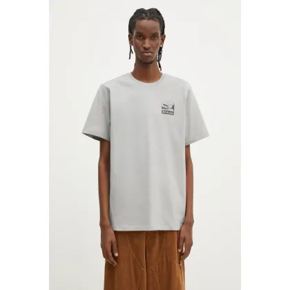 Zdjęcie Columbia t-shirt bawełniany Explorers Canyon męski kolor szary z nadrukiem 2036451.