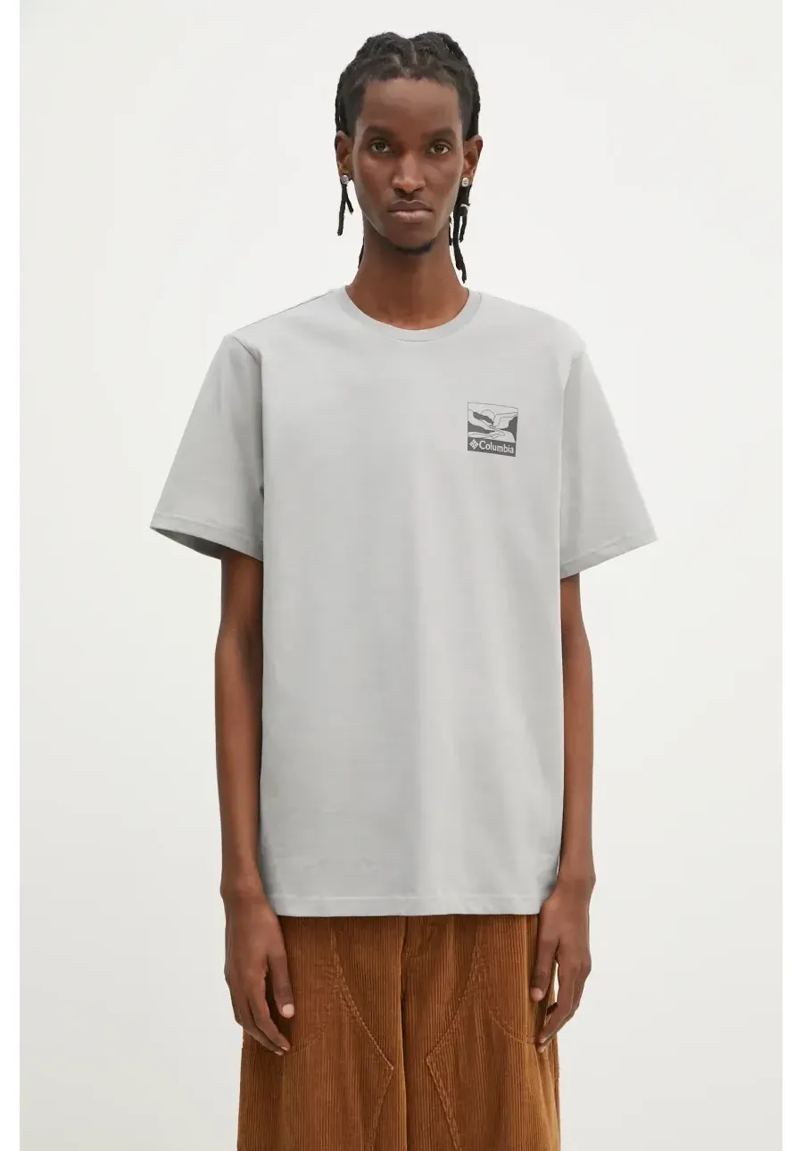 obrazek 1 Columbia t-shirt bawełniany Explorers Canyon męski kolor szary z nadrukiem 2036451.