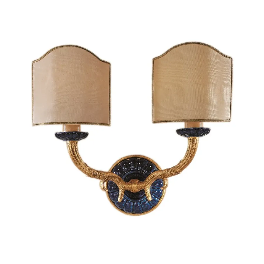 obrazek 1 Dwupunktowa lampa ścienna ze złotym wykończeniem H.33xL.38xP.15 cm