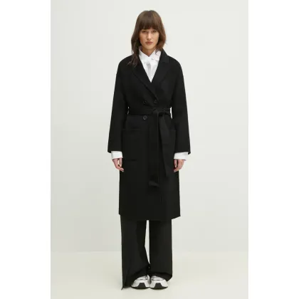 Zdjęcie Anine Bing płaszcz wełniany Dylan Coat damski kolor czarny przejściowy A.01.4001