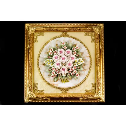 Zdjęcie Luksusowy obraz z różami z porcelany do salonu